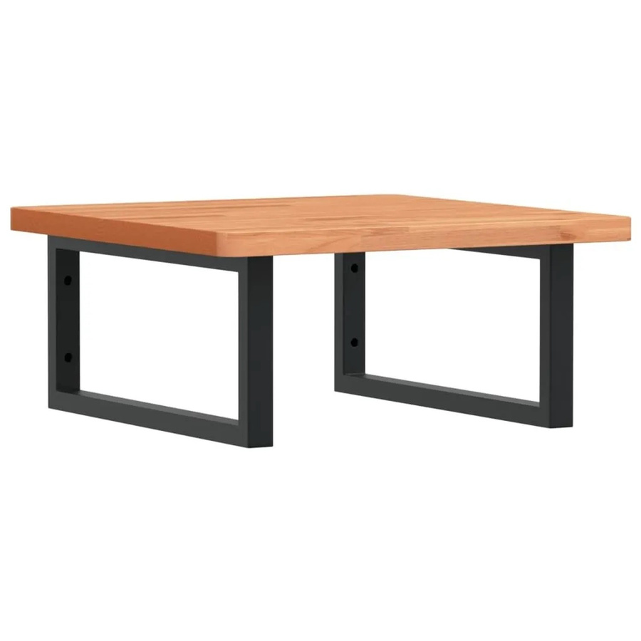 vidaXL Waschbeckenregal zur Wandmontage aus Stahl und Massivholz Buche in Braun-schwarz - Bild 2