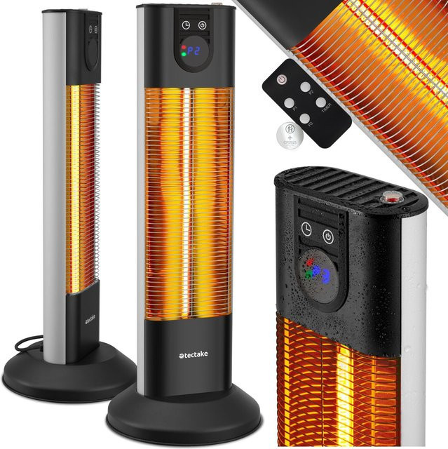 tectake Infrarotheizstrahler Solaris Terra Schwarz mit Aluminiumgehäuse und 3 Leistungsstufen, B/T/H: 29 x 29 x 76,5 cm - Bild 1