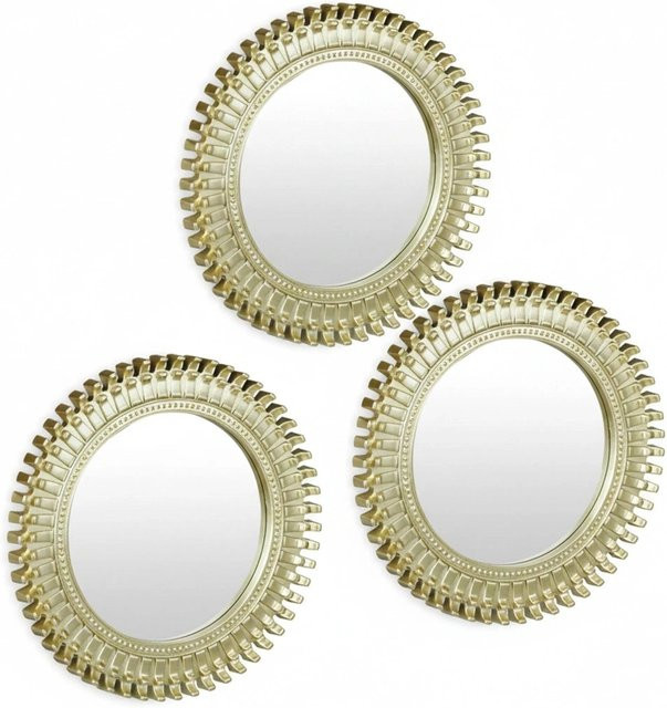 Relaxdays Spiegel 3er Set rund in Gold, Durchmesser: 16,5 cm, Tiefe: 2 cm - Bild 1