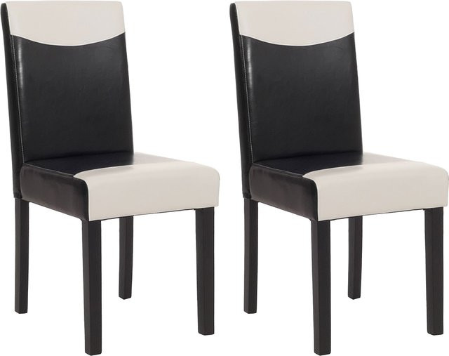 2er-Set MCW Esszimmerstühle Littau aus Kunstleder in Schwarz-Weiß mit dunklen Beinen - Bild 1