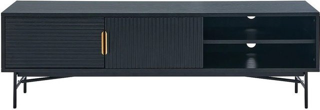 Vente-unique TV-Board Siriola in Schwarz und Gold mit Eichenfurnier, Breite: 160 cm - Bild 1