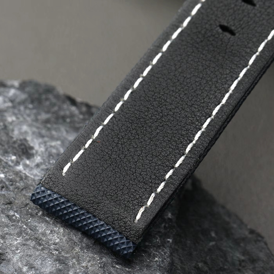 Raystray Uhrenarmband Leder, Kohlefasermuster, Schwarz, Herren - Bild 1
