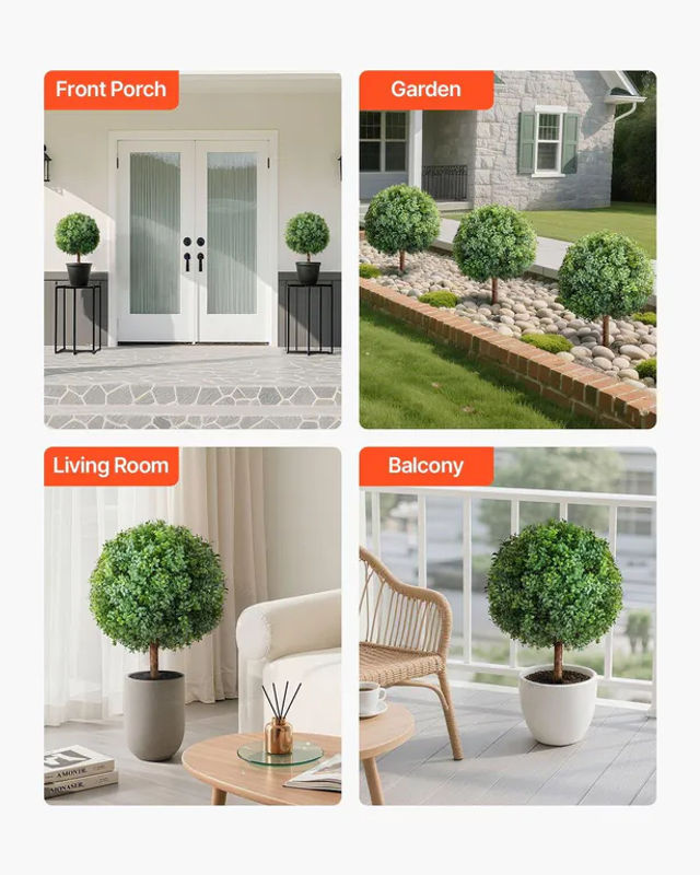 2er-Set Künstliche Buchsbaum-Formschnittbäume von Buying Solutions, MB in Grün mit Erdspieß, Topfpflanzen für die Dekoration, Höhe: 68,6 cm, Breite: 40 cm, Tiefe: 40 cm - Bild 2