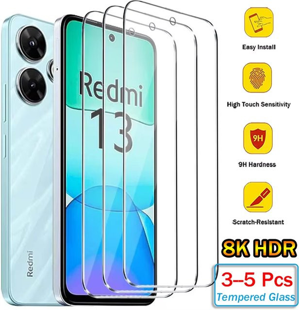 Xiaomi Screen Protector aus gehärtetem Glas für Redmi Note 14 13 12 Pro 4G 5G, transparent - Bild 1