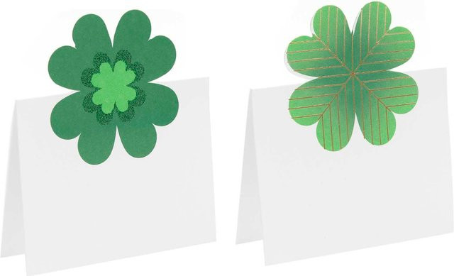 Rico Design Paper Poetry Tischkarten Glücksklee, 8 Stück, B: 9 cm, H: 12,6 cm - Bild 1