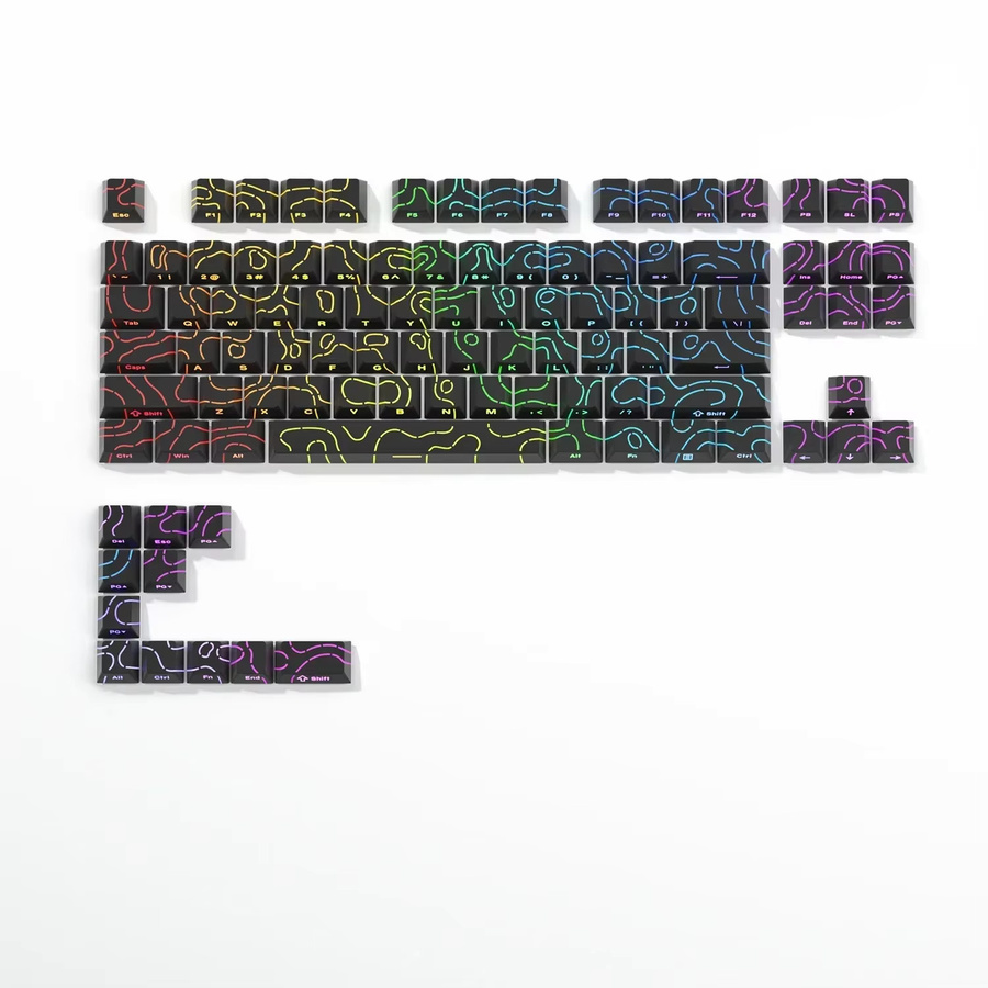 Mechanische Tastatur für MX Gamer mit topografischen PBT Cherry Profil Tastenkappen, 98 Tasten, durchscheinend, Seitendruck-Hintergrundbeleuchtung, Farbe: Weiß/Transparent - Bild 4