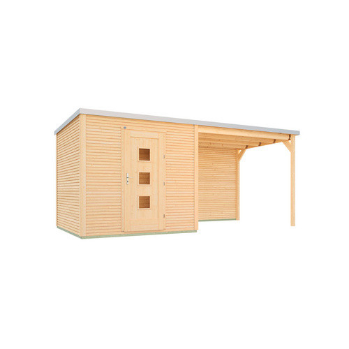 WEKA Gartenhaus 413 A mit Flachdach und Vordach in Beige, B/H/T: 560 x 244 x 250 cm - Bild 4