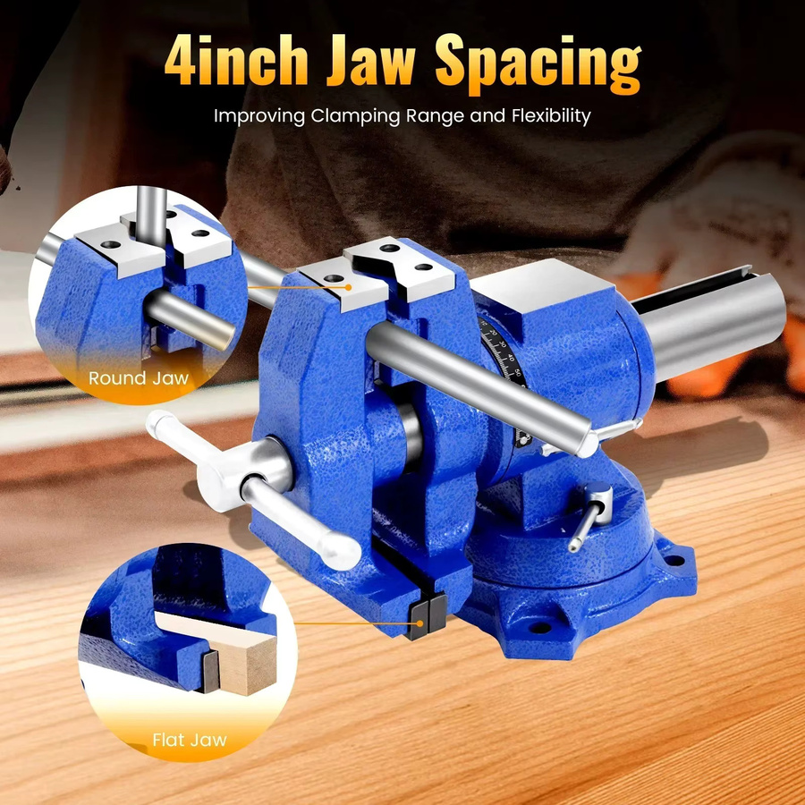 CNCEST 2-in-1 Multifunktions-Schraubstock mit 360 Grad Drehbarkeit, Blaue Parallel-Werkbank 100 mm für Holzbearbeitung und Modellbau - Bild 3