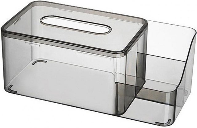 Transparenter Taschentuchhalter aus Kunststoff mit 2 Fächern in Grau als Serviettenspender für Schreibtisch und Wohnzimmer - Bild 1