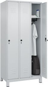 C+P Spind Classic PLUS Garderobenschrank mit 3 Abteilen, Grau, H x B x T: 195 x 90 x 50 cm - Bild 1