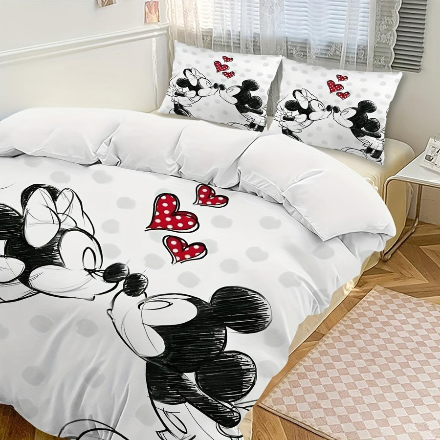 Mickey Anya Forger 3D Kinder-Bettwäsche-Set aus Terylene, 3-teilig mit 1 Bettbezug und 2 Kissenbezügen, B/H: 135 x 200 cm - Bild 2