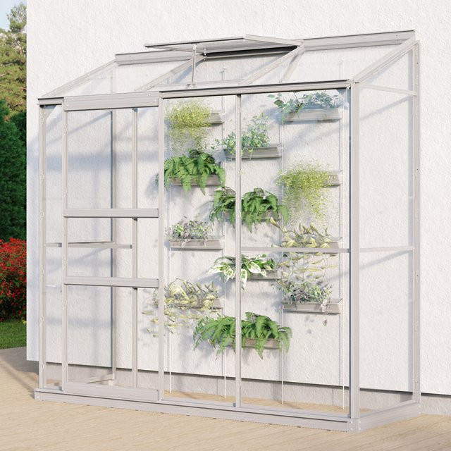 Vitavia Anlehngewächshaus Styx 1300 aus Aluminium in Silber mit ESG-Glas, B/H/T: 192,8 x 182,3 x 68,8 cm - Bild 1