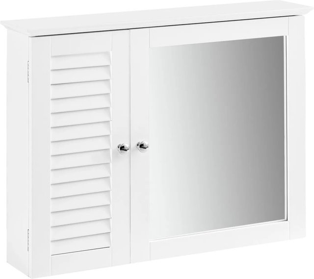 SoBuy Spiegelschrank mit Lamellentür in Weiß, Wandmontage für das Badezimmer, BZR55-W - Bild 1