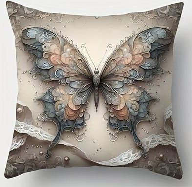 JMG Clothing Kissenbezug mit Schmetterlings-Print, beidseitig bedruckt, Kurzplüsch, Mehrfarbig, B/T: 50 x 50 cm - Bild 1