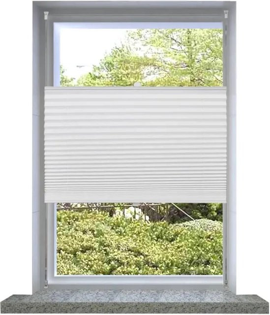 vidaXL Verdunklungsplissee aus Polyester in Weiß, Breite: 100 cm, Höhe: 100 cm - Bild 1