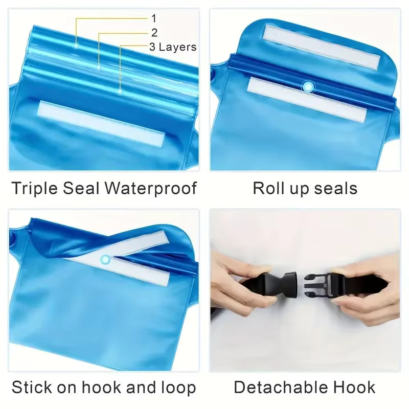 HAISSKY Wasserdichte Handy Tasche für iPhone 17 16 15 14 Pro Max Air Plus, Transparent, Outdoor Schwimmen Tauchen mit Taille Pack - Bild 2