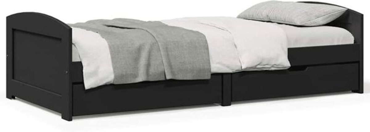 Tagesbett Irun mit 2 Schubladen von vidaxl in Schwarz aus Kiefer und Holzwerkstoff, B/T/H: 90 x 200 cm, ohne Matratze - Bild 1