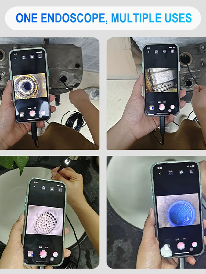 BUMBORN 2-in-1 Direktanschluss-Endoskop mit 5,5mm und 8mm Kamera für iPhone, Type-C und Android, 1080P HD IP67 Boreskop zur Inspektion von Rohrleitungen und Abwasserkanälen, Schwarz - Bild 5