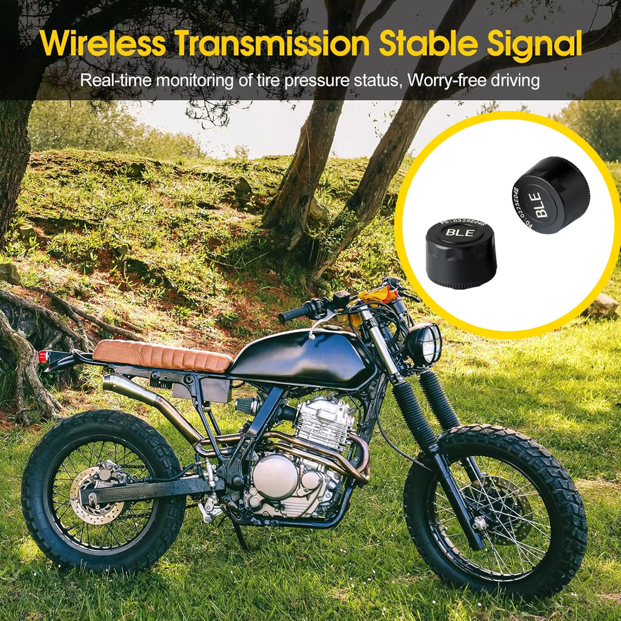 Jansite Motorrad Reifendruckkontrollsystem TPMS mit Temperaturwarnanzeige in Schwarz - Bild 5