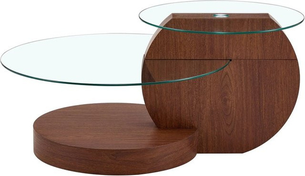okwish Couchtisch mit Glas und zwei Ebenen in Braun für dein Wohnzimmer, B/T/H: 90 x 70 x 44 cm