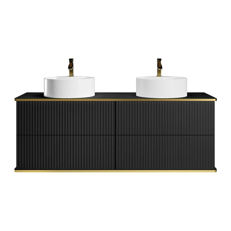Vente-unique Doppelwaschtisch Keliza in Schwarz matt mit Streifenoptik, Breite: 150 cm - Bild 2
