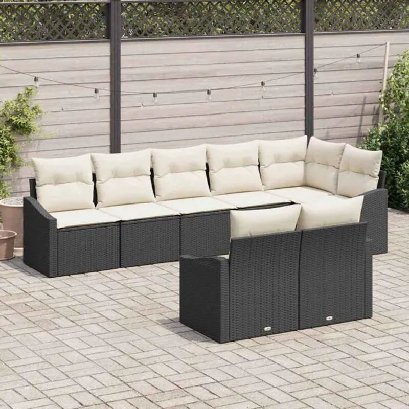 vidaxl Garten Essgruppe aus Polyrattan mit 8-teiligem Set und integriertem Speicher in Schwarz und Beige - Bild 1
