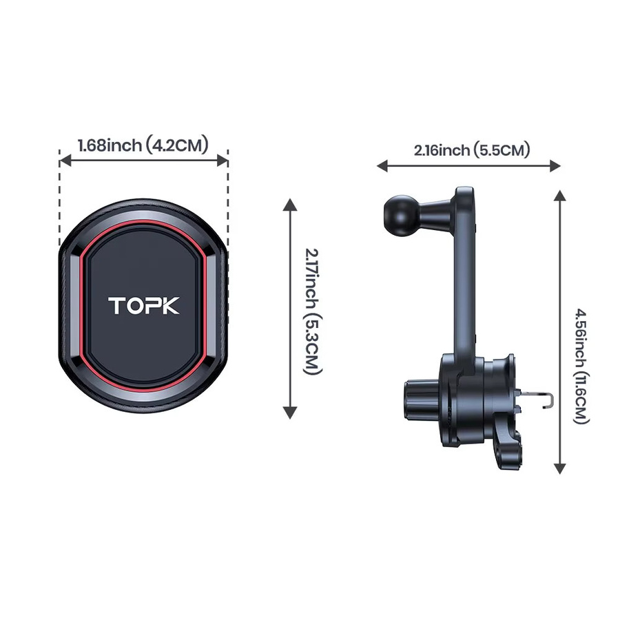 TOPK Magnetische Autotelefonhalterung in Schwarz mit 360 Grad Rotation, ausziehbarem Arm und 3-Punkt-Unterstützung - Bild 6