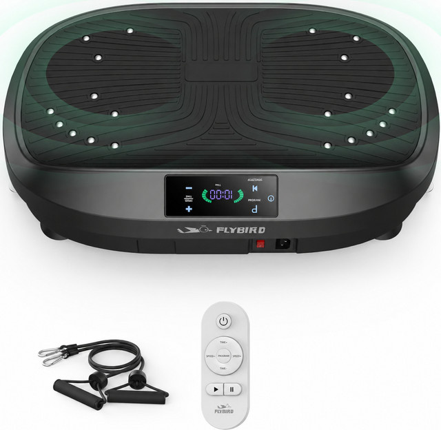 FLYBIRD Vibrationsplatte in Schwarz mit 120 einstellbaren Geschwindigkeiten, 150 kg Tragkraft und Fernbedienung für Ganzkörper-Training, Muskelaufbau und Lymphdrainage - Bild 1