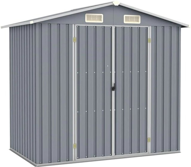 vidaXL Gerätehaus aus verzinktem Stahl in Grau, B/T/H: 205 x 129 x 183 cm - Bild 1