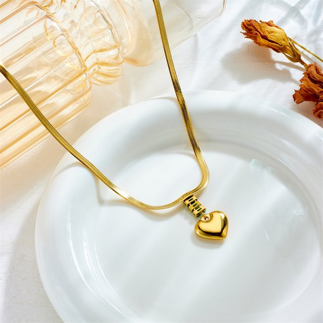 xiyanike Halskette Liebesherz-Anhänger, Edelstahl, Gold, Damen - Bild 1