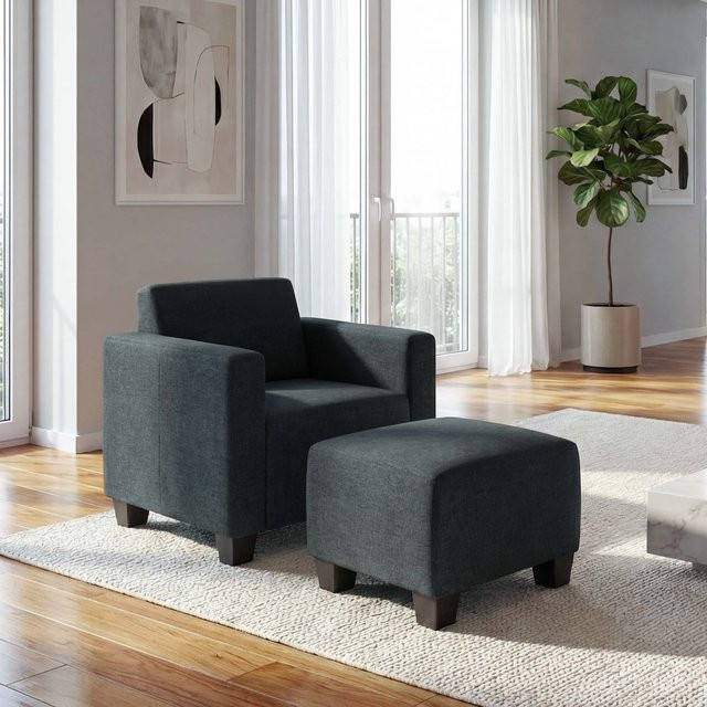 MCW Moncalieri Modular Loungesessel mit Ottomane in Anthrazit-Grau aus Stoff und Textil - Bild 1