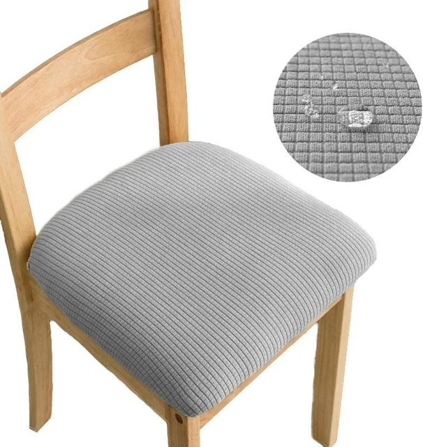 4er-Set Jacquard Stuhlhussen für Esszimmerstühle von Bestbags, elastische Stretch-Sitzbezüge in Grau, abnehmbar und waschbar - Bild 1