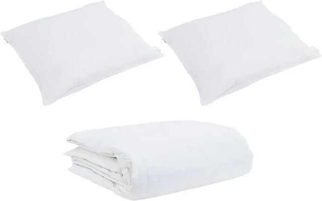 vidaXL Bettdecken-Set 3-teilig mit Kissen aus Daunen und Federn in Weiß, B/T: 240 x 220 cm - Bild 1