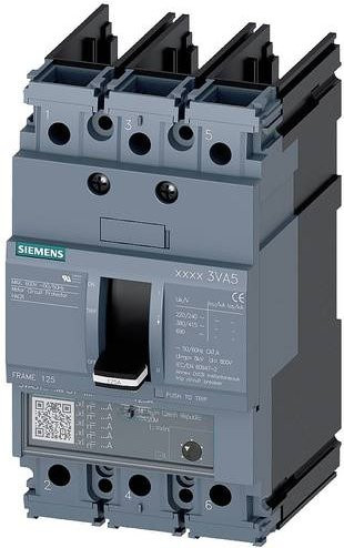 Siemens 3VA5102-1MH31-0AA0 Leistungsschalter in Grau mit einem Einstellbereich von maximal 2A und einer Schaltspannung von maximal 690 V/AC - Bild 1