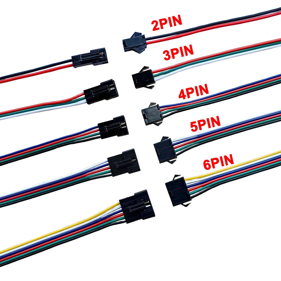 LS JST SM Stecker und Buchsen Set mit 15 cm Kabel für WS2812B SK6812 WS2811 RGBW LED-Streifen-Treiber (2Pin bis 6Pin) - Bild 2