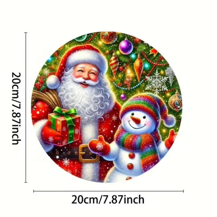 Potdemiel Metallschild Weihnachtsmann und Schneemann rund, mehrfarbig, Durchmesser: 20 cm - Bild 2