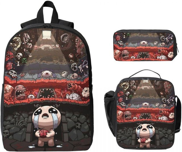 The Binding Of Isaac Schultaschen Set von Fancy Style Studio mit Rucksack, Federmäppchen und Brotdose, 3-teiliges Set für Kinder in Multicolour - Bild 1