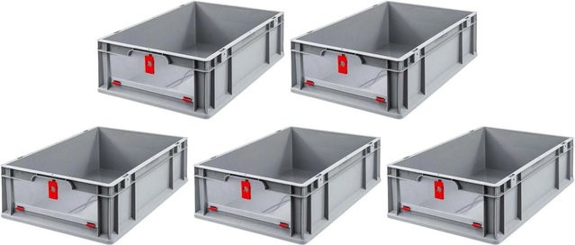 PROREGAL SuperSparSet 5x Eurobox NextGen Insight Cover Transportboxen mit Deckel, Farbe: Rot, H x B x T: 17 x 40 x 60 cm, 34 Liter - Bild 1