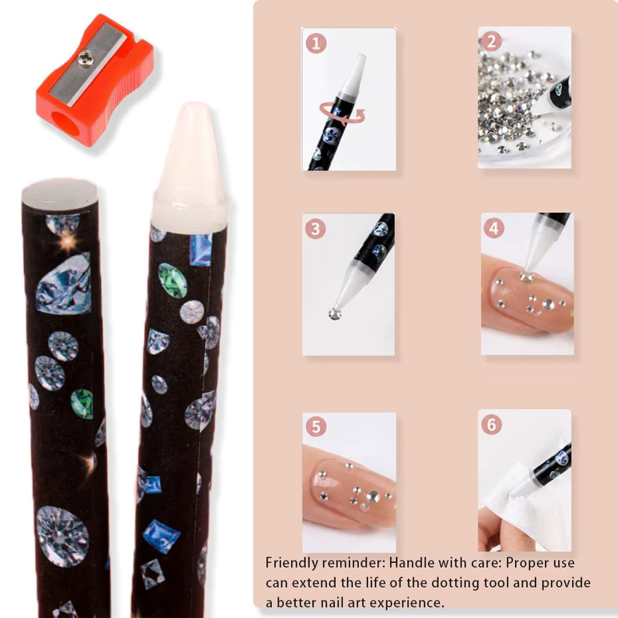 5-teiliges Nagelkunst-Strass-Stift-Set, klebriger Harzstift und Wachsstift - Bild 4