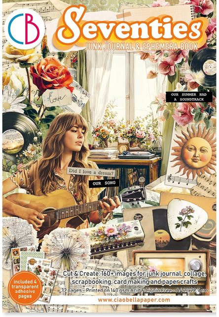 Ciao Bella Junk Journal & Ephemera Book Seventies in Multicolor, A4 - Bild 1
