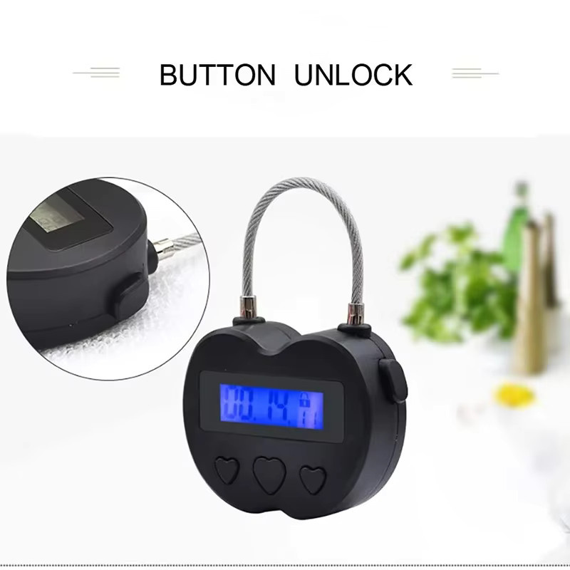 Intelligentes wasserdichtes Zeitschloss mit LCD-Display und USB-Ladefunktion, multifunktionales Reisetaschenschloss in Schwarz - Bild 1