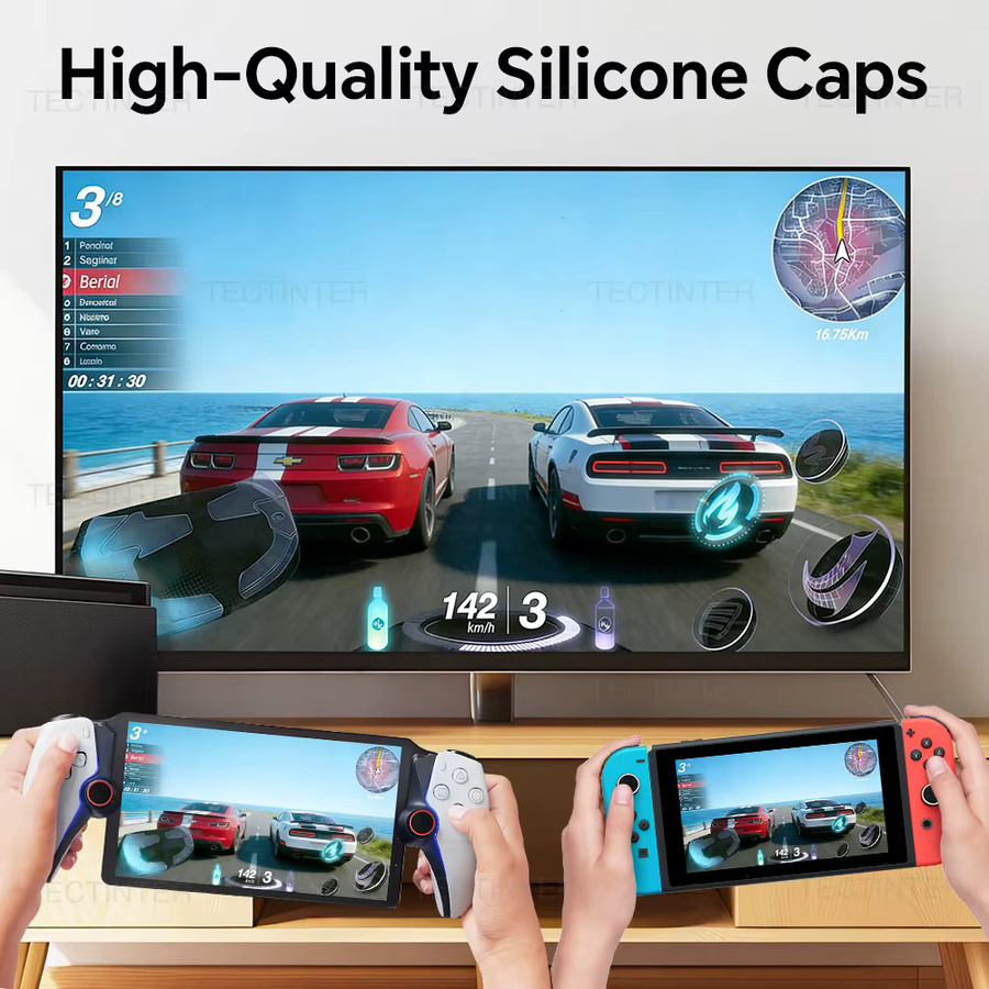 TECTINTER Silikon-Joystick-Abdeckung in Schwarz für Nintendo Switch, Lite, PS5 Portal, Steam und ROG Ally Handheld - Bild 5