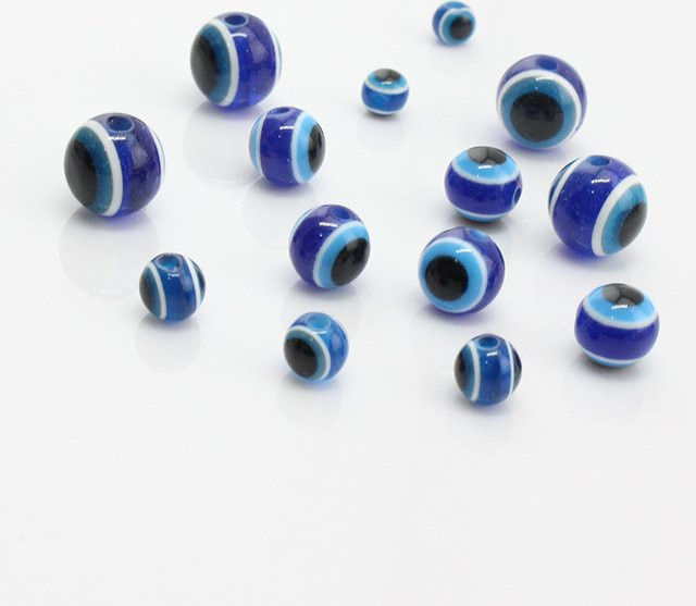 Blaue runde Perlen, böse Augen, 4/6/8mm, 1000er Paket - Bild 1