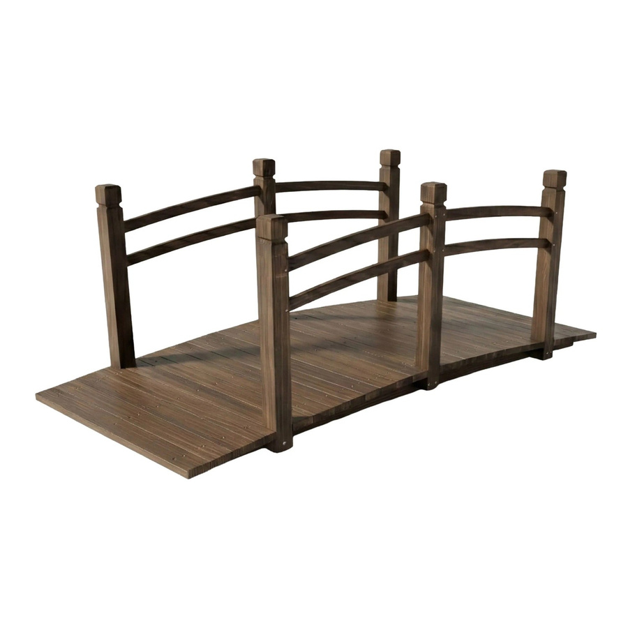 Relaxdays Gartenbrücke aus Tannenholz in Braun, rustikale Bogenform, wetterfest, B/T/H: 150 x 55 x 67 cm - Bild 2