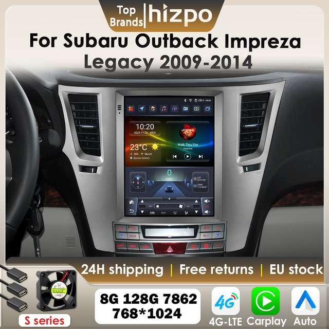 Hizpo Android Auto Radio mit 9,7 Zoll vertikalem Bildschirm für Subaru Outback Impreza Legacy 2009-2014, Carplay und 4G, Schwarz - Bild 1