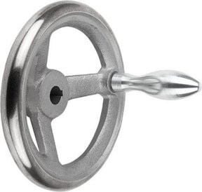 KIPP Handrad DIN 950 Ø 100mm aus Grauguss mit Passbohrung Nut D2=12H7 in Grau - Bild 1
