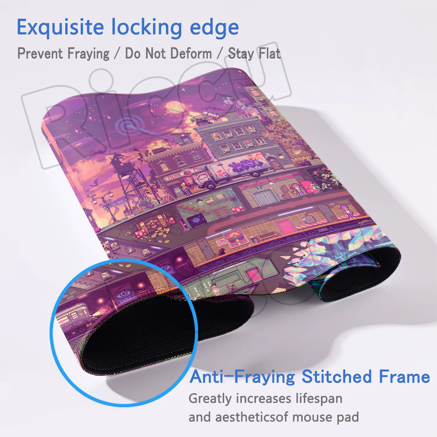 Riccu Anime Street Mauspad in Schwarz und Multicolour für Gaming und Schreibtisch - Bild 2