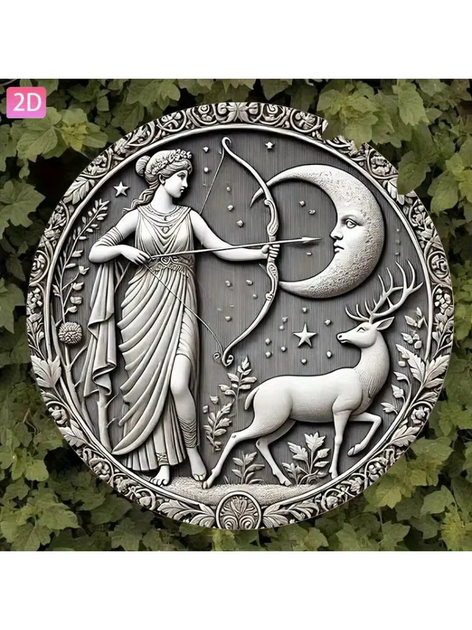 CIFBUY Aluminium-Wandkunst Mondgöttin Vintage Pfeilschild in Silber für die Außendekoration - Bild 4
