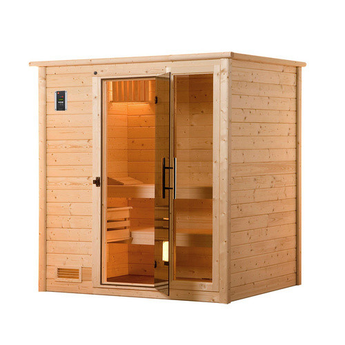 WEKA Massivholzsauna Bergen 1 aus Fichtenholz mit Glastür und Fenstern, braun, B/T/H: 198 x 148 x 203,5 cm - Bild 3
