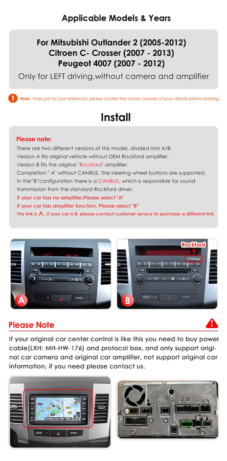Hizpo Android Carplay AI Multimedia Video Player mit GPS für Mitsubishi Outlander, Peugeot 4007 und Citroen C-Crosser in Schwarz - Bild 4